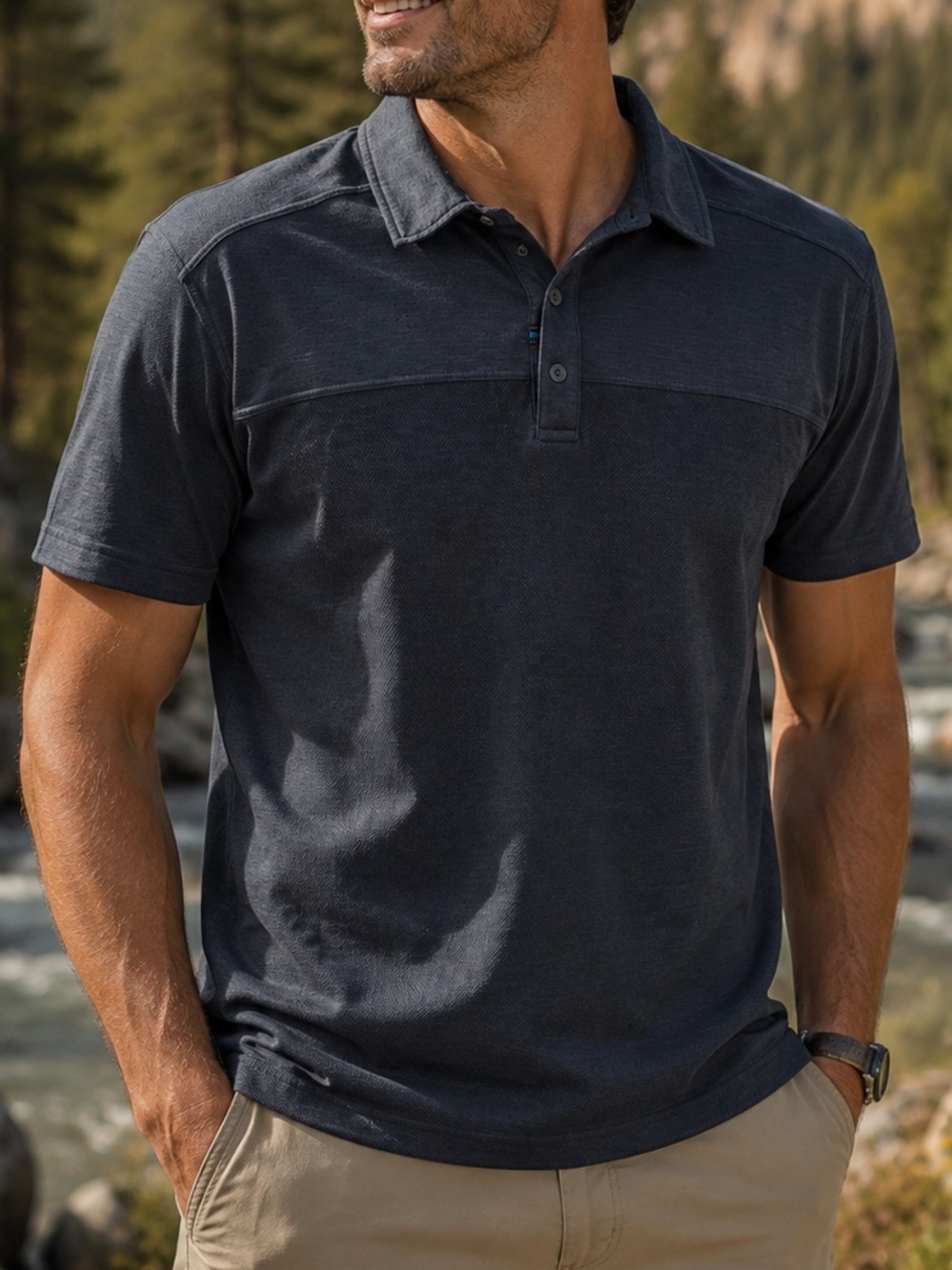 Kuhl Men's Engineered Short-Sleeve Polo Shirt Blue Gorpcore Outdoor Hiking